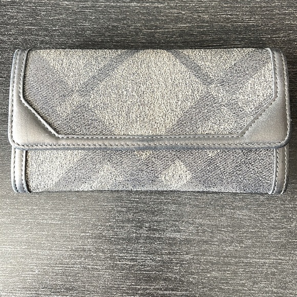 Burberry Handbags - Burberry Silver Shimmer Check Degrade Continental Wallet